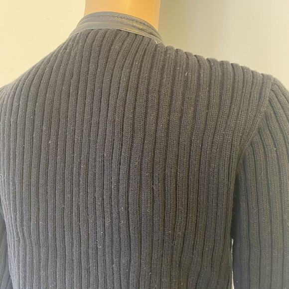 Style & Company Women's S Black Leather Rip Knit Jacket Full Zip High Neck Goth - Picture 9 of 12